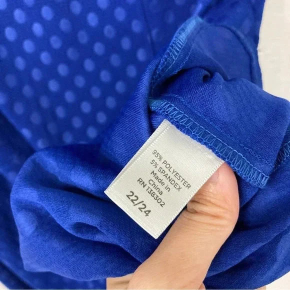 New Avenue Blue Polka Dot Round Neck Short Sleeve Stretch Dress size 22/24 - Picture 8 of 11